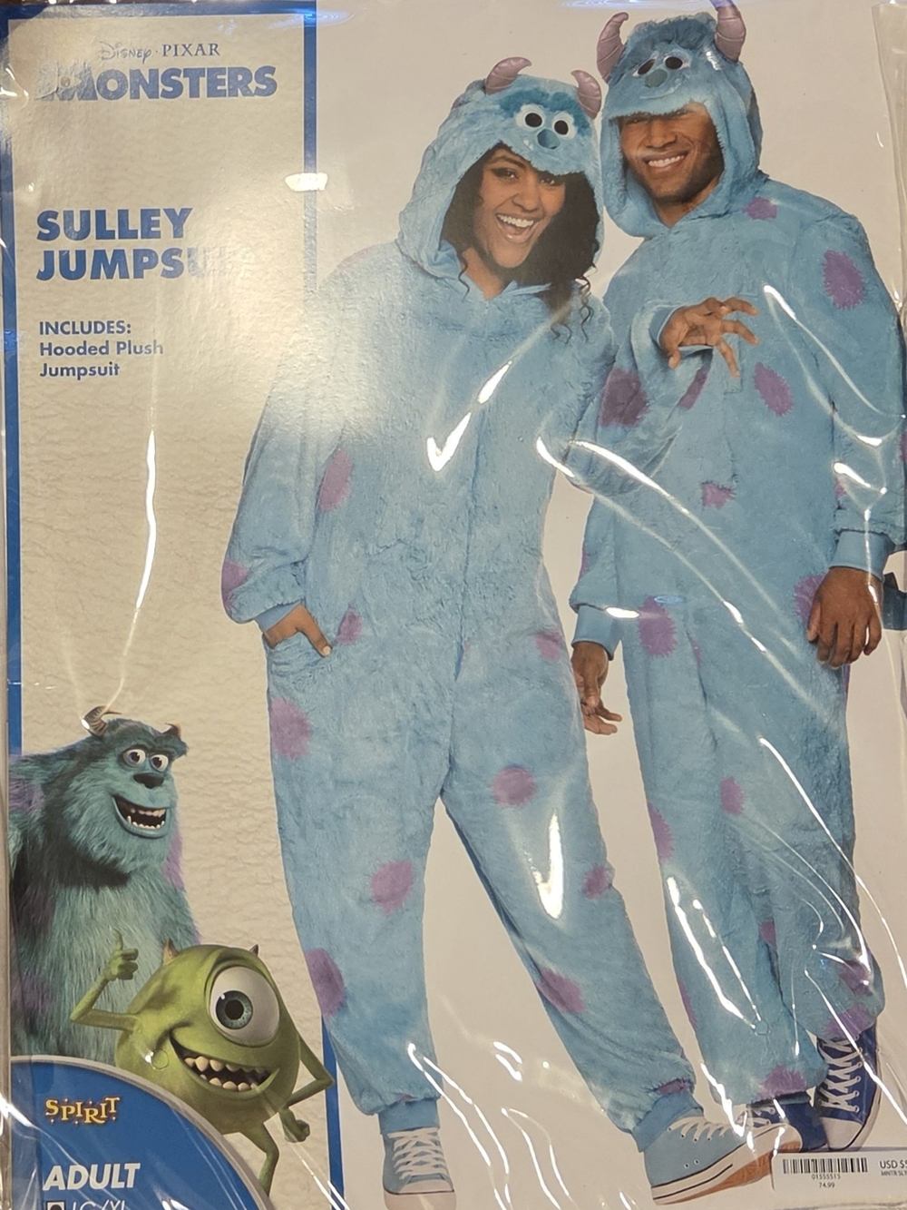 L/XL Adult Monsters Inc. Sulley Jumpsuit Halloween Costume